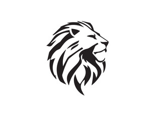 Lion Head Silhouette Vector Style.  Monochrome Lion Head Logo. Lion silhouette vector illustration.