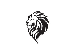Obraz premium Lion Head Silhouette Vector Style. Monochrome Lion Head Logo. Lion silhouette vector illustration.