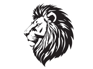 Lion Head Silhouette Vector Style.  Monochrome Lion Head Logo. Lion silhouette vector illustration.
