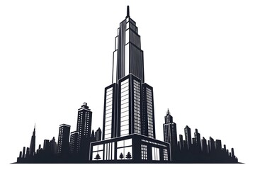 Fototapeta premium Majestic skyscraper silhouette against a white background