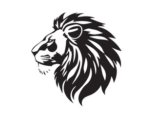 Obraz premium Lion Head Silhouette Vector Style. Monochrome Lion Head Logo. Lion silhouette vector illustration.