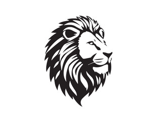 Lion Head Silhouette Vector Style.  Monochrome Lion Head Logo. Lion silhouette vector illustration.