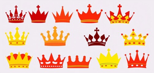 High-quality vector silhouettes of various crowns, perfect for icon sets and design projects, king, insignia