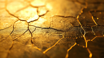 Fototapeta premium A textured golden plane with intricate surface details, catching the light in a way that radiates elegance and depth.