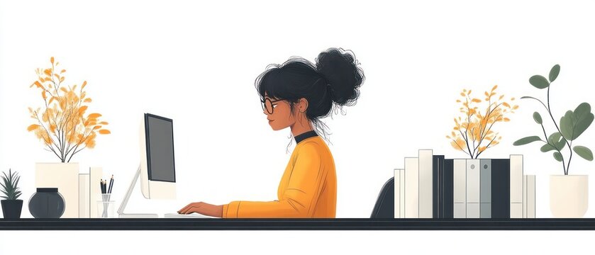 Teacher Writing Student Report Card in Elementary School Cartoon Illustration