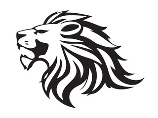 Lion Head Silhouette Vector Style.  Monochrome Lion Head Logo. Lion silhouette vector illustration.