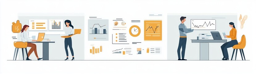 Financial Planning and Money Management Illustration Set for Family Benefits