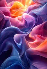 Obraz premium Dynamic Colorful Waves Pattern Illustration with Abstract Flowing Shapes and Gradient Textures for Modern Wallpaper Design