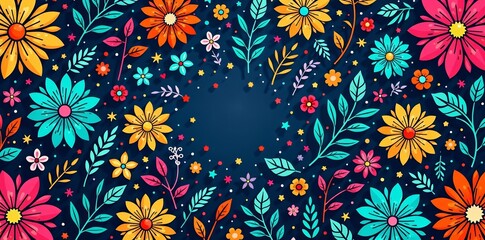 Geometric line art doodle pattern with colorful elements, Vector, decoration, illustration