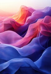 Obraz premium Abstract Colorful Waves Pattern Design with Blue and Pink Textures for Dynamic Modern Art Print