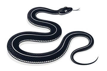 Elegant Black Snake with Detailed Scales and Curved Shape