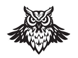Owl silhouette on white background. Owl logo design. Owl silhouette vector illustration.