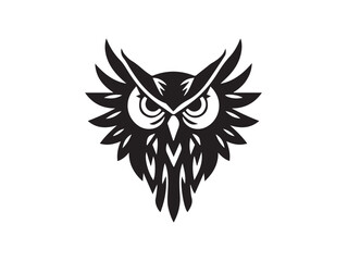 Owl silhouette on white background. Owl logo design. Owl silhouette vector illustration.