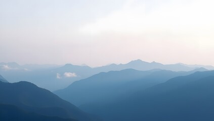 Obraz premium Soft Misty Mountain Layers Fading Into Bright Morning Light