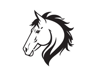 Horse head silhouette on white background. Horse logo design. Vector illustration.