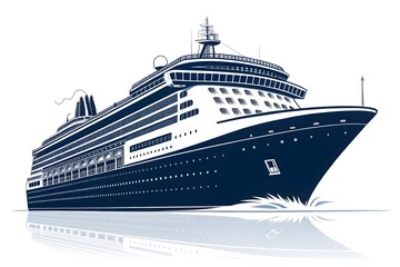 Obraz premium Elegant Cruise Ship Illustration Isolated on White Background