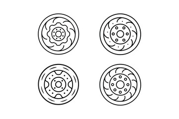 brake disc icon outline vector illustration
