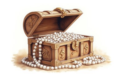 Treasure chest overflowing with pearls