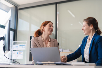 Business team creative businesspeople coworker in office Happy to be successful partnership teamwork success concept.