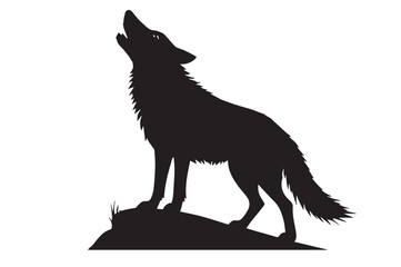 Black howling wolf silhouette vector illustration