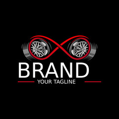 Infinite Car Tire Logo Design, Infinity Wheel Automotive Service Vector Illustration