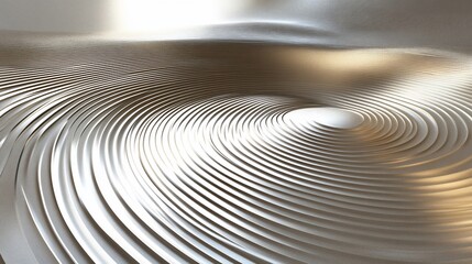 Naklejka premium Metal surface ripples reflect light in a circular pattern on a shiny background