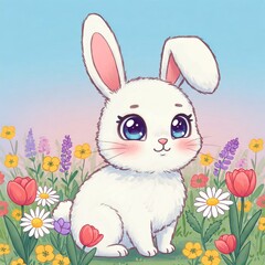 easter bunny with easter eggs