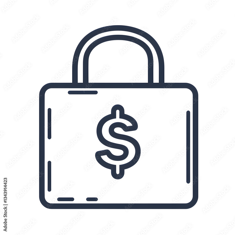 Poster linear icon with briefcase with dollar symbol