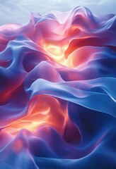 Obraz premium Colorful Wave Pattern Dynamic Abstract Design with Gradient Textures in Blue and Pink Artistic Collage