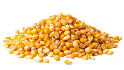 Pile of Dried Corn Kernels on Transparent Background, Representing Agriculture, Harvest, and Healthy Food