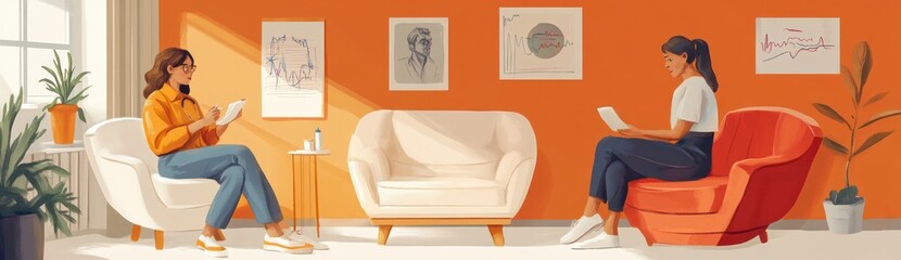 Psychologist Patient Therapy Session Mental Health Calm Illustration