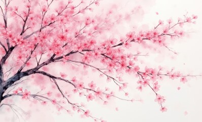Delicate cherry blossom branches