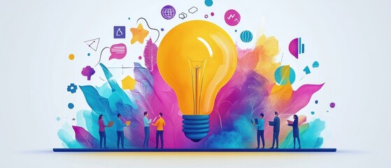 Creative Brainstorming Team Collaboration Idea Management for Project Development Abstract Concept Vector Illustration