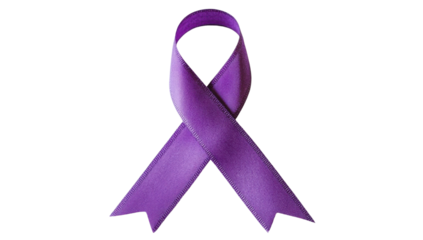 Purple awareness ribbon on a transparent background, symbolizing hope, support, and solidarity for various causes and medical conditions