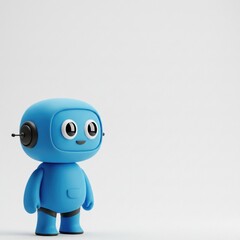 Charming Blue Cartoon Robot Illustration for Kids' Technology Projects and Educational Content