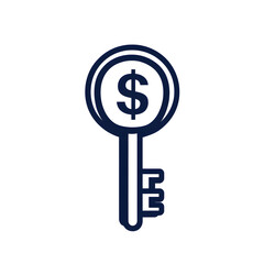 Linear icon with Key with a dollar symbol in the center