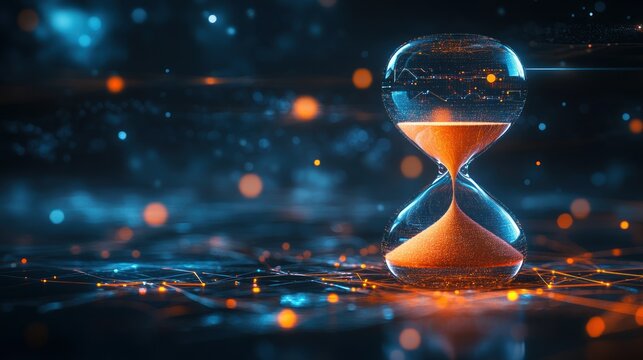 Futuristic Hourglass Symbolizing Time Management and Digital Transformation - Powered by Adobe