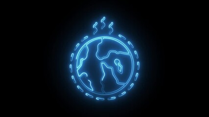Glowing neon ozone depletion icon isolated on black background. HD Video motion graphic animation