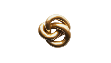 Golden trefoil knot on a transparent background, a symbol of unity, eternity, and strength in a modern, minimalist design