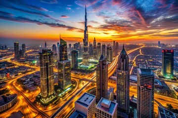 Dubai Downtown Sunset Aerial View - December 2016 - 30 Million Annual Tourists
