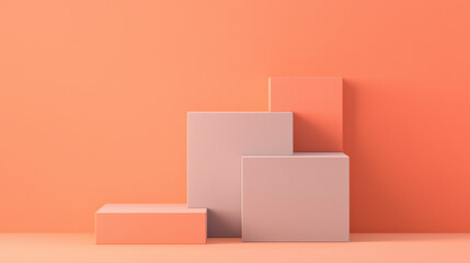 Minimalist design with geometric shapes in soft colors, creating modern aesthetic. Ideal for virtual events and presentations on podium