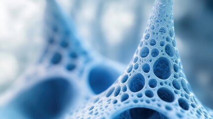 Mesmerizing Abstract Microscopic Coral Structure in Shades of Blue and White