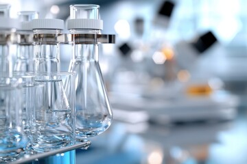 An intricate arrangement of clear glass laboratory equipment, reflecting the complexity of scientific research and experimentation in a contemporary lab environment.