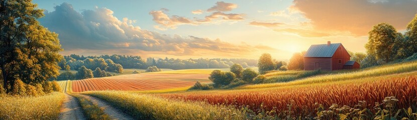 Obraz premium Sustainable Farming Practices Illustration Crop Rotation Cover Crops Reduced Tillage