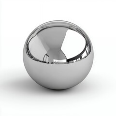 Reflective Silver Sphere on White Background