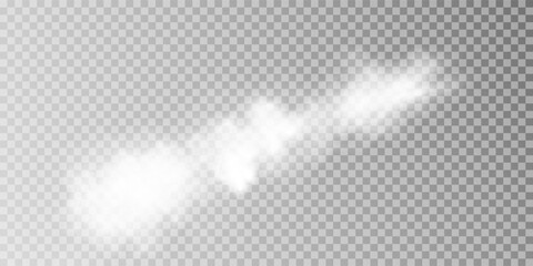 Fog or smoke isolated transparent special effect. White vector cloudiness, mist or smog background. Vector illustration	