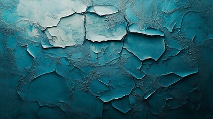 Peeling paint reveals texture on weathered wall. Aged blue finish. Background