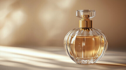 Luxury Fragrance Bottle with Transparent Glass and Golden Cap
