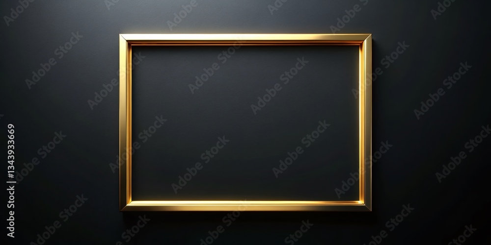 Poster elegant gold frame isolated on black background - minimalist design element