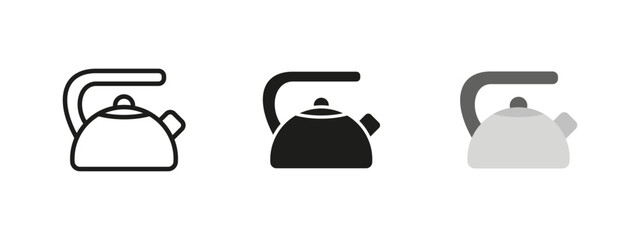 Kettle icon. Kitchen utensil vector illustration. Traditional teapot symbol for boiling water and making hot beverages. Household and cooking equipment pictogram.